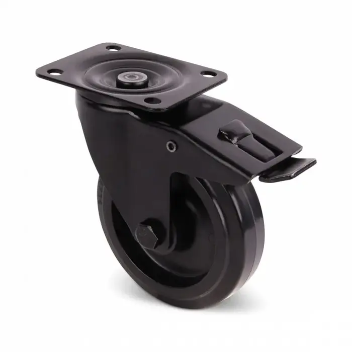 zwart zwenkwiel met rem 100 mm rollager 150 kg zwart-zwenkwiel-met-rem-100-mm-rollager-150-kg barbank Denali